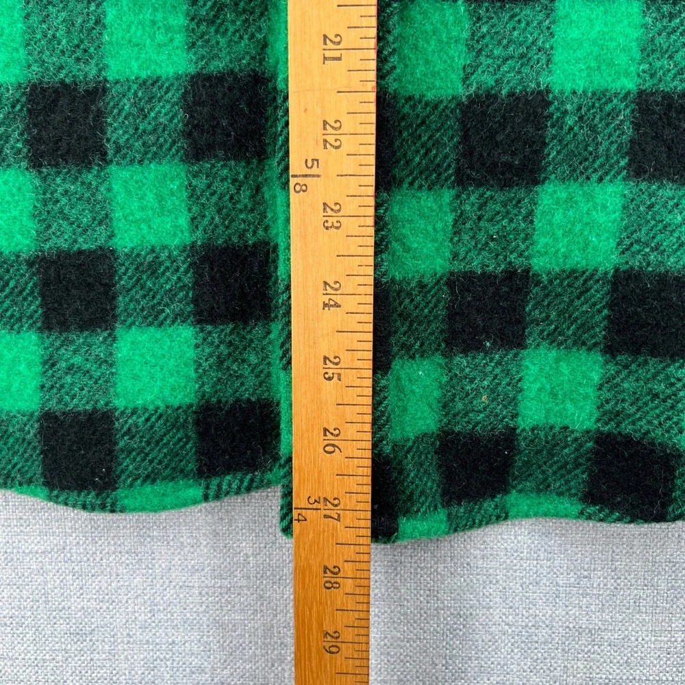VTG 80s Woolrich Wool Flannel Shirt Men L Green Black Buffalo Plaid CPO Shacket
